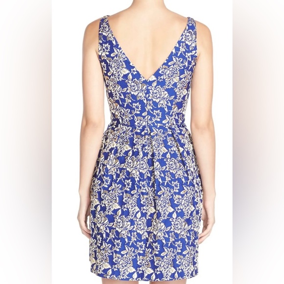 RARE KARA & SLOANE for NORDSTROM - DEEP V NECK & BACK, BACK ZIP, XS, BLUE/GOLD - Picture 15 of 17